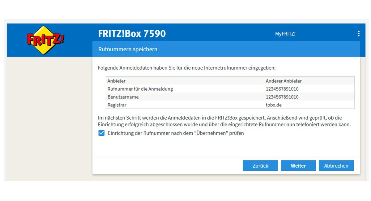 Placetel Cloud Telefonanlage an AVM FritzBox 7590 nutzen und konfigurieren bild 5