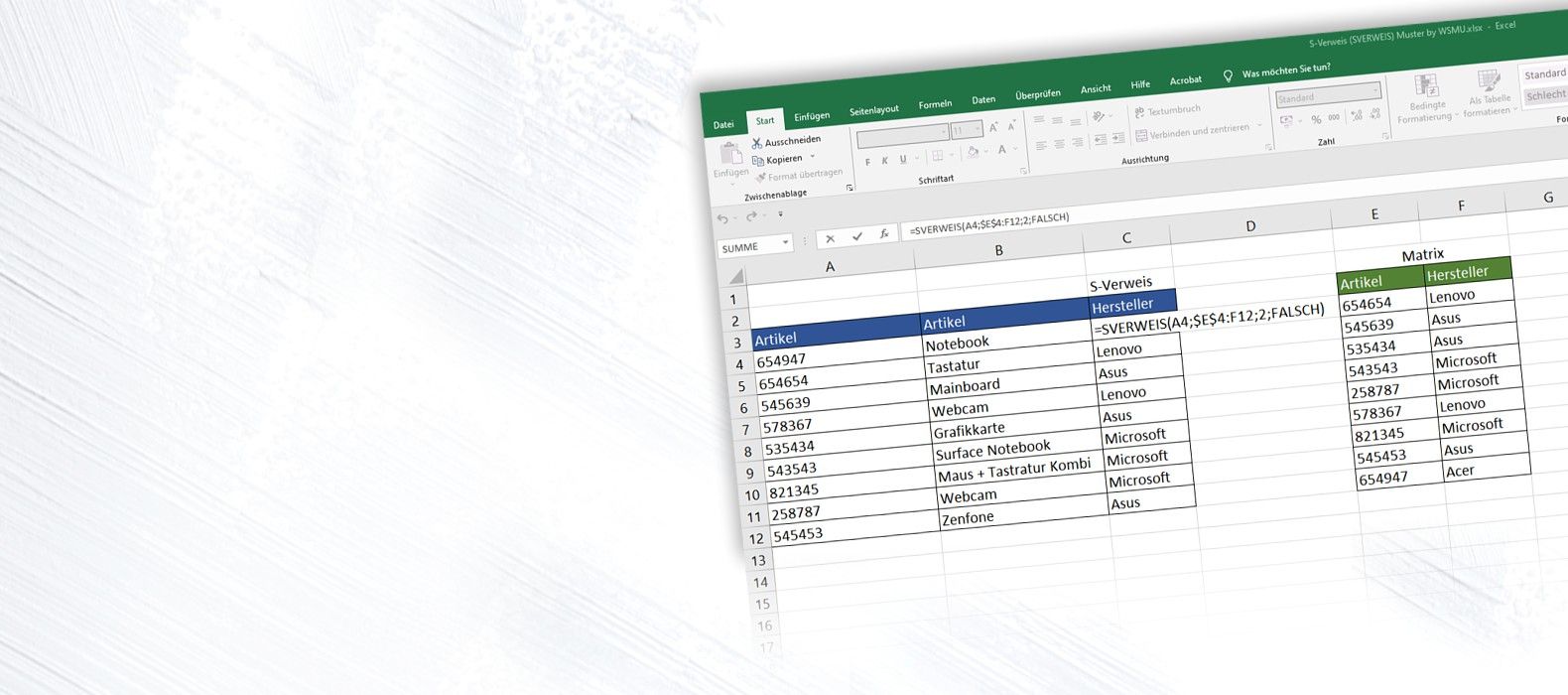 titelbild Excel SVERWEIS Muster / Beispiel und Download 